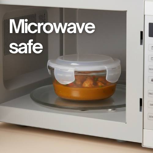 Glass Container - Set of 3 | Transparent, Microwave Safe, Leak Proof, Dishwasher Safe, Stain Free